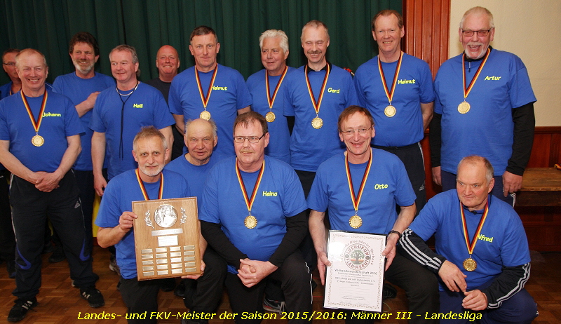 Landes- und FKV-Meister der Saison 2015/2016: M�nner III - Landesliga